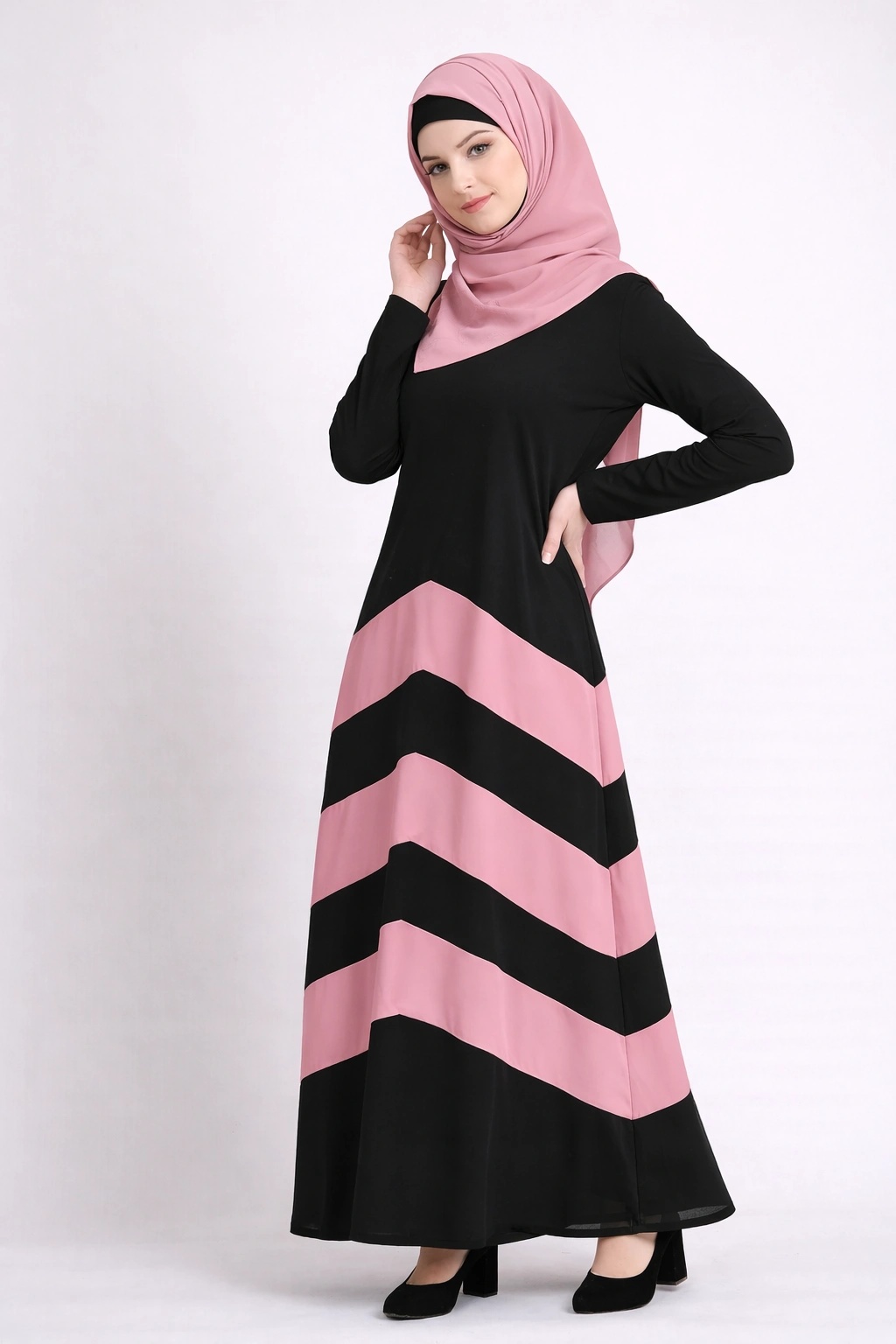 Chevron Stripe ColorBlock Abaya – Princess