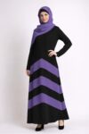 Chevron Stripe Duo-Color Abaya Mauveine 1