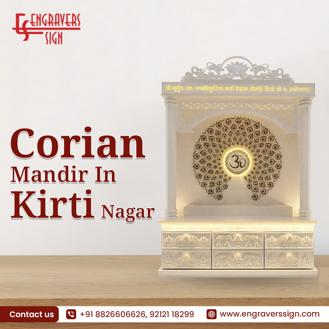Premium Corian Mandir in Kirti Nagar for Elegant Home Interiors