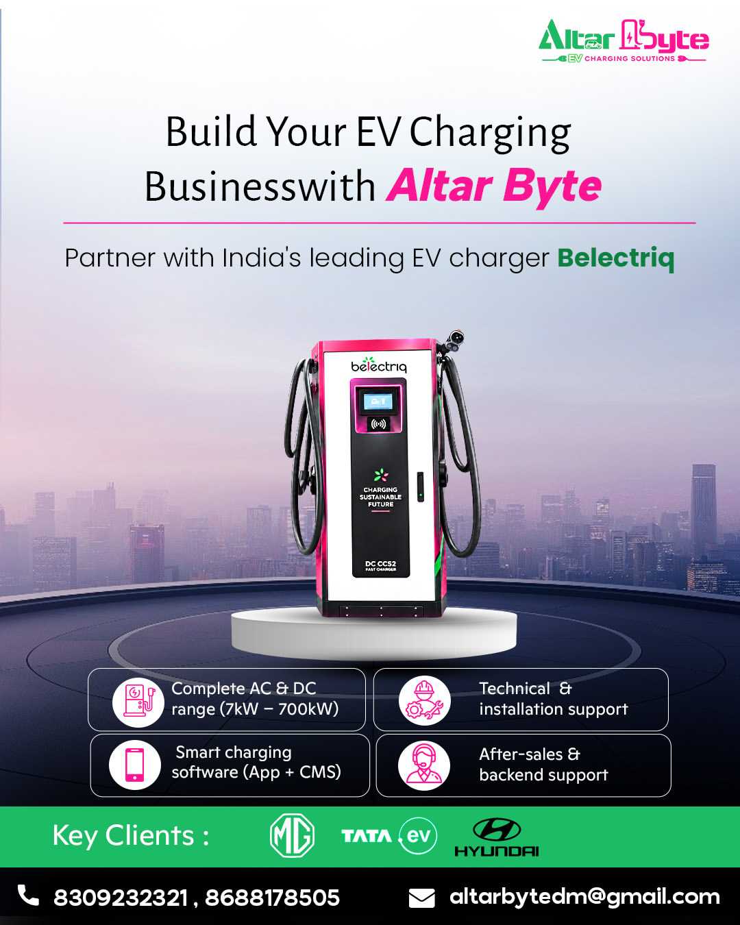 Build Your EV Charging Business with Altarbyte!Partner with leading EV charger brand Belectriq a