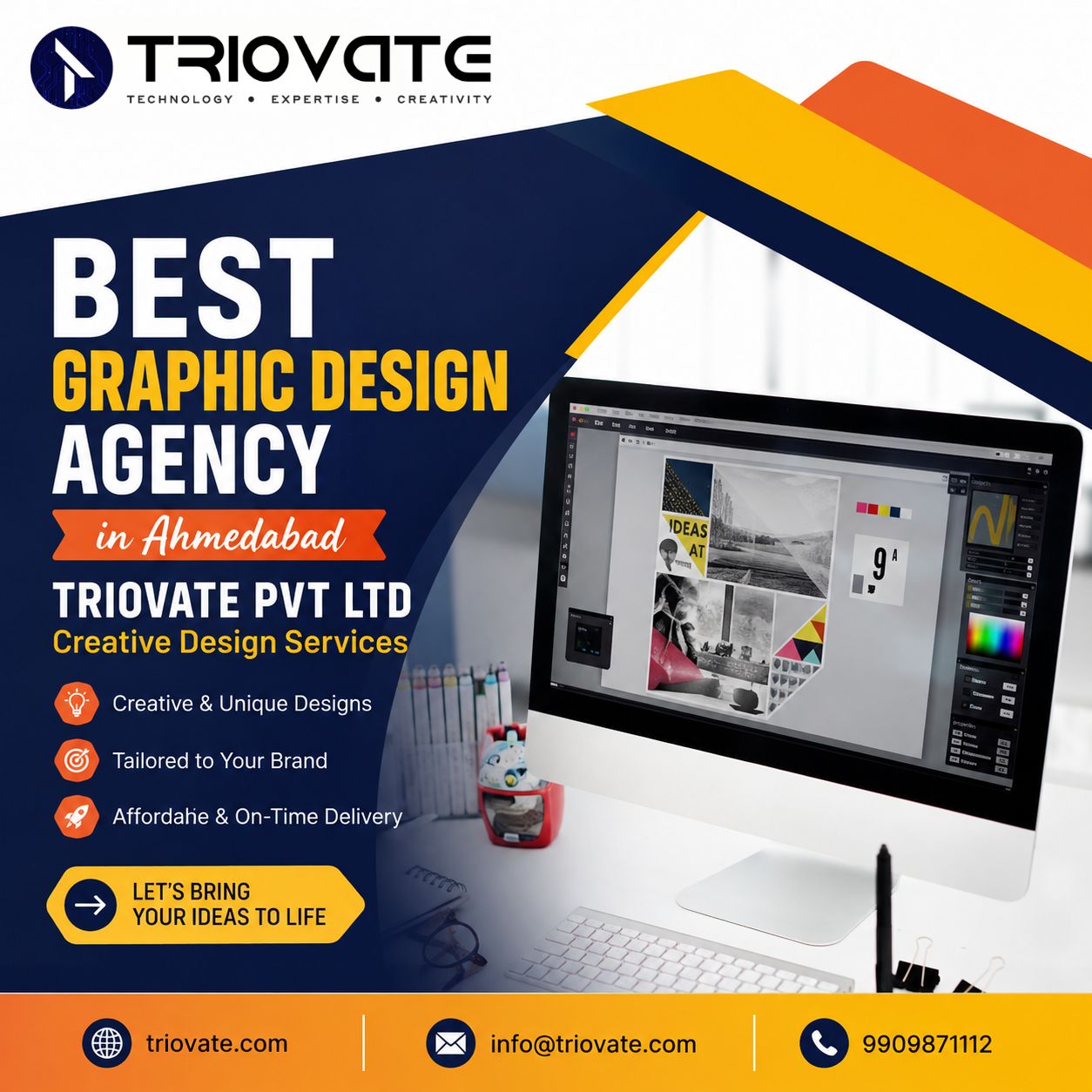 Best Graphic Design Agency in Ahmedabad – Triovate PVT LTD Creative Design Services