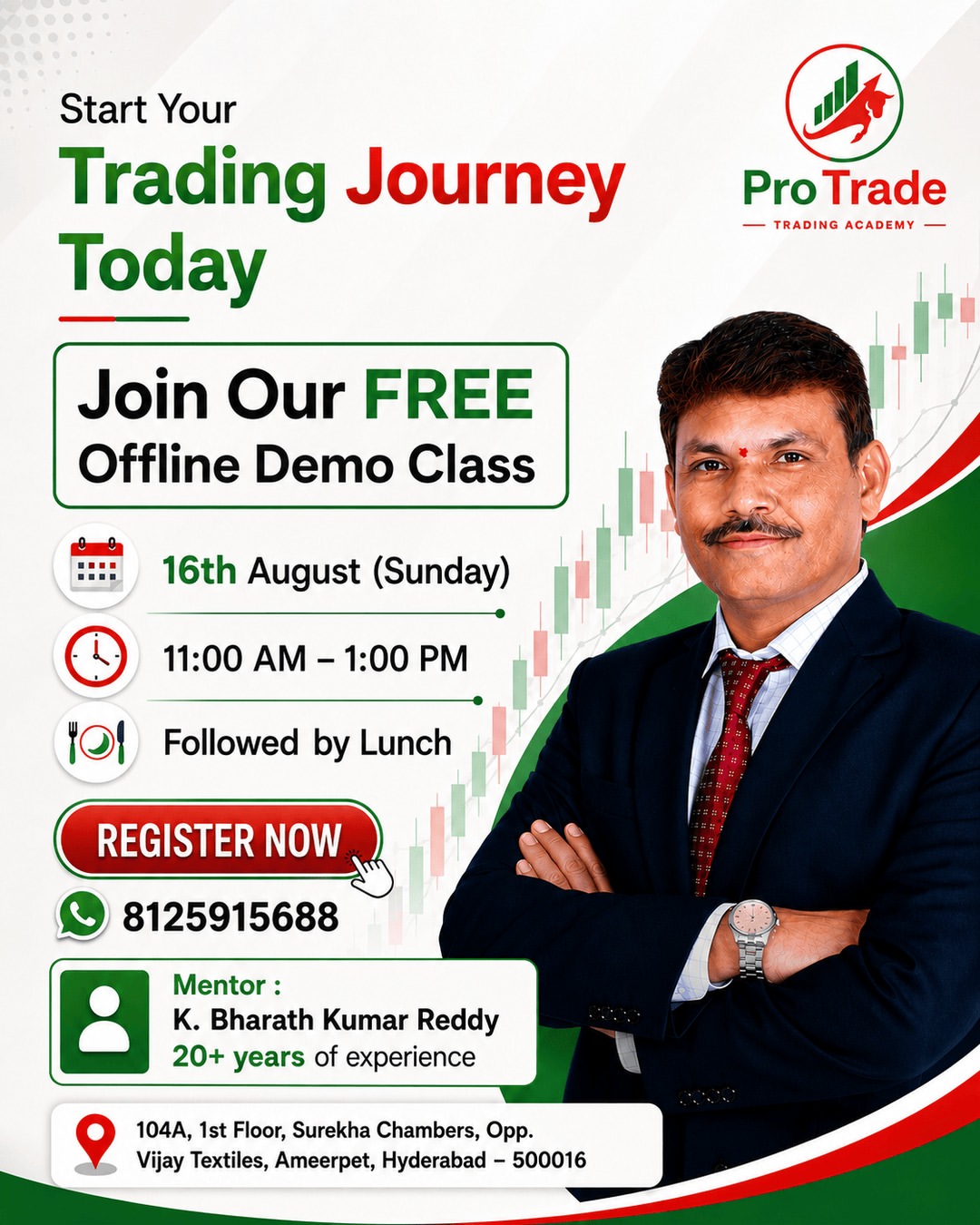 Ready to Start Your Trading JourneyJoin our FREE Offline Demo Class ๐
16th August (Sunday)๐ 11