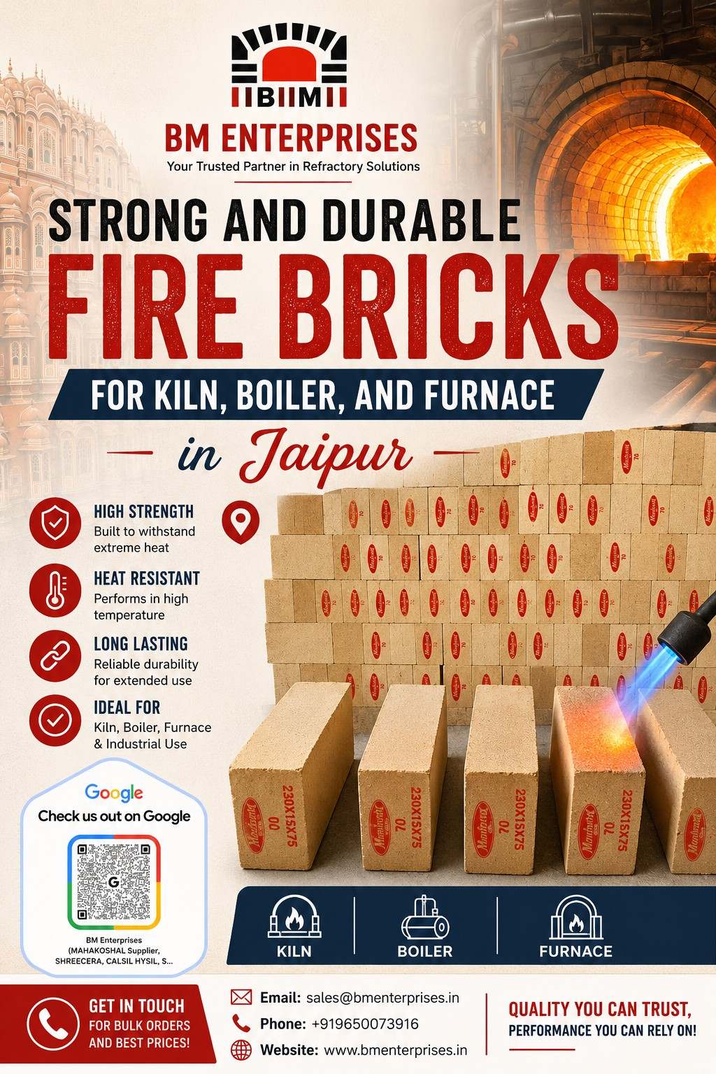 Strong and durable fire bricks for kiln-boiler-and furnace in Jaipur