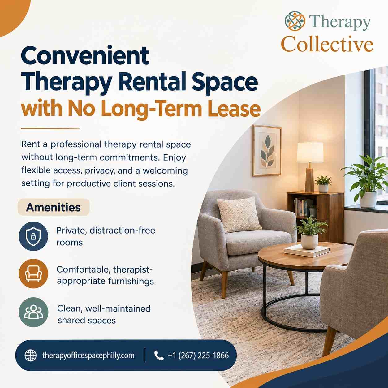 Convenient Therapy Rental Space with No Long-Term Lease-100kb