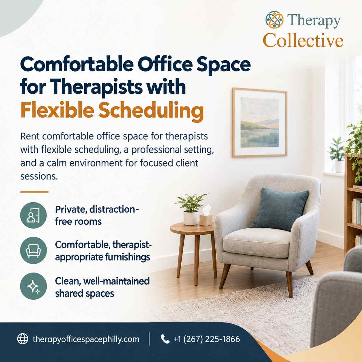 Comfortable Office Space for Therapists with Flexible Scheduling-100kb