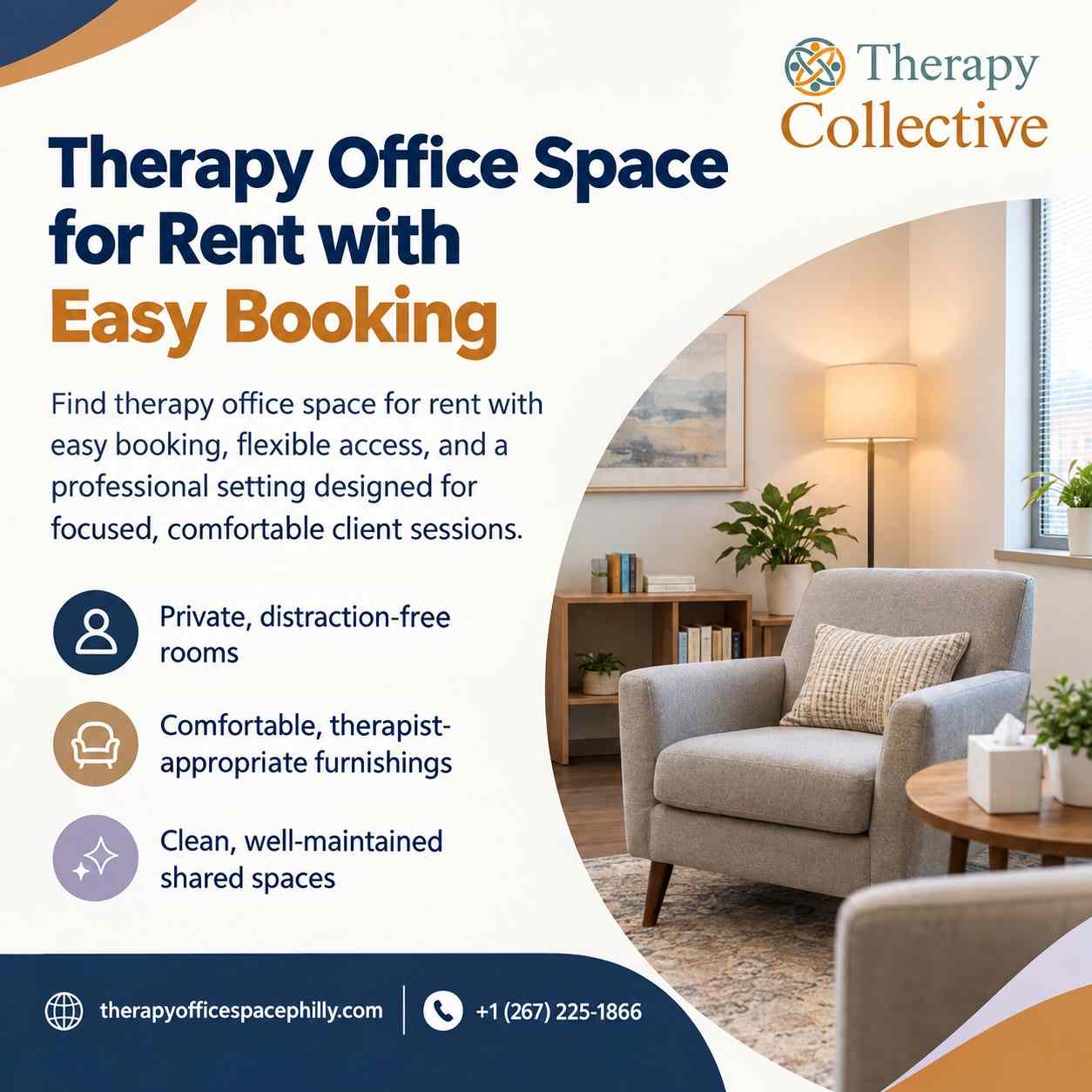 Therapy Office Space for Rent with Easy Booking-100kb