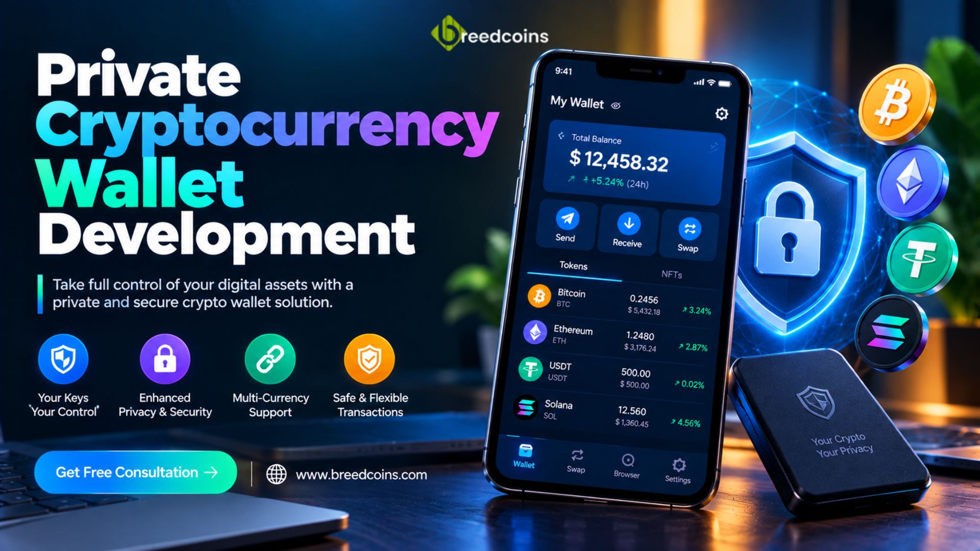 Private cryptocurrency Wallet Development Breedcoins