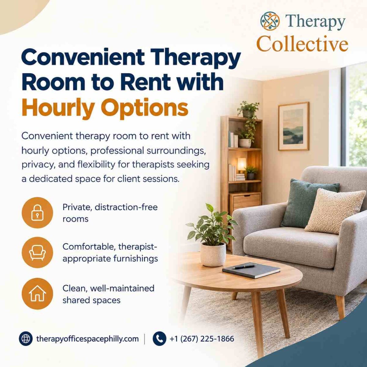 Convenient Therapy Room to Rent with Hourly Options-100kb