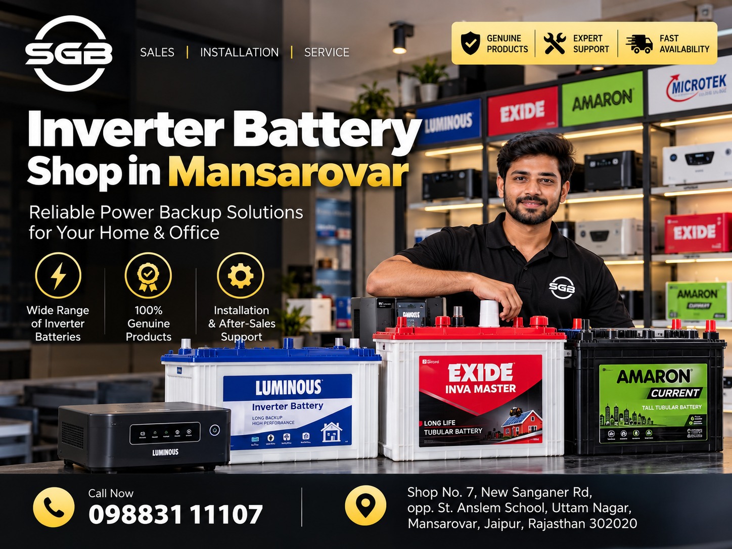 Inverter Battery Shop in Mansarovar