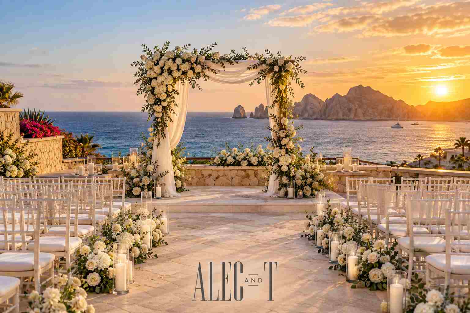 Golden Seaside Wedding at Sunset
